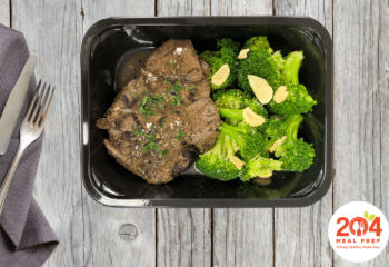 Peppercorn Steak with Garlic Sesame Broccoli